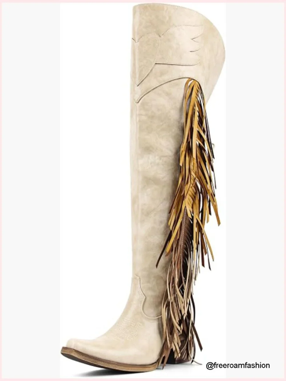 Over Knee Cowboy Boots with Fringe Thigh High Cowgirl Boots
